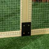 PawHut Chicken Run, Wooden Large Chicken Coop, Combinable Design with Perches & Doors for Outdoor, Backyard, Farm, 4.6' x 2.8', Nature Wood PawHut