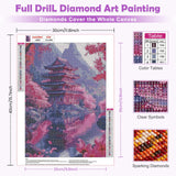 MOGTAA Cherry Blossom Landscape Diamond Art Kits for Adults, 5D Full Drill Diamond Painting Kits for Adults Beginner, DIY Round Diamond Dots for Adults, Gem Art for Home Wall Decor 12 X 16Inch MOGTAA
