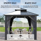 GARTOO 8.5x8.5FT Outdoor Hardtop Gazebo - Aluminum Heavy-Duty Galvanized Steel Top Gazebo with Breathable Netting & Privacy Curtain, Double Roof Gazebos for Patio, Porch, Garden, Lawn, Deck, Backyard GARTOO