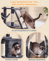 Yaheetech Large Multi-Level Cat Tree, 63 Inches Tall with Sisal-Covered Scratching Posts, Condo, Hammock, Dangling Ball, and Extended Platform for Cats to Play and Sleep Yaheetech