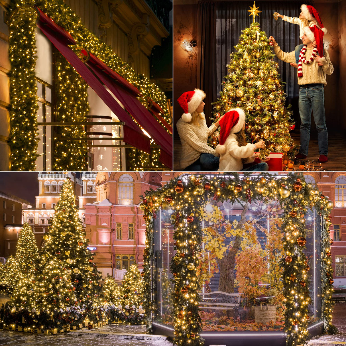 Ollny Cluster Lights Christmas 1000LED 49FT, Warm White Christmas Tree Lights 8 Modes Timer Remote, Waterproof String Lights for Outdoor Indoor Outside Garland Xmas Decorations Ollny