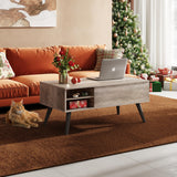 WLIVE Lift Top Coffee Table with Storage for Living Room,Small Hidden Compartment and Adjustable Shelf,Mid Century Modern ,Wood,Greige WLIVE