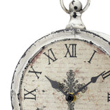 Stonebriar Large 12 Inch Decorative Battery Operated Table Top Clock with Roman Numerals and Antique Finish, 12", Worn White Stonebriar