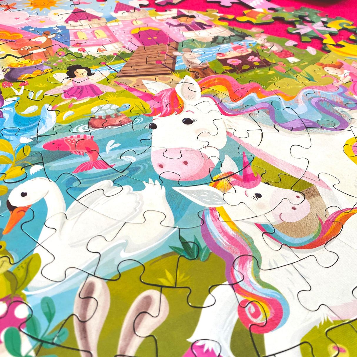 Unicorn Jigsaw Puzzle for Kids Ages 5-8 - 150 Piece Round Unicorn Kids Puzzles - Princess Puzzle with Fairies and Animals Made with 100% Recycled Card by boppi boppi