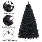 Yaheetech 7.5ft Black Artificial Christmas Pine Tree Seasonal Holiday Carnival Home Party Decoration for Home, Office Indoor Outdoor with 1749 Branch Tips and Foldable Stand Yaheetech