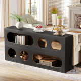 Tribesigns Console Table, 61-Inch Narrow Sofa Entryway Table with Storage, 3-Tier Modern Hallway Behind Couch Table Accent Table for Living Room, Black Tribesigns