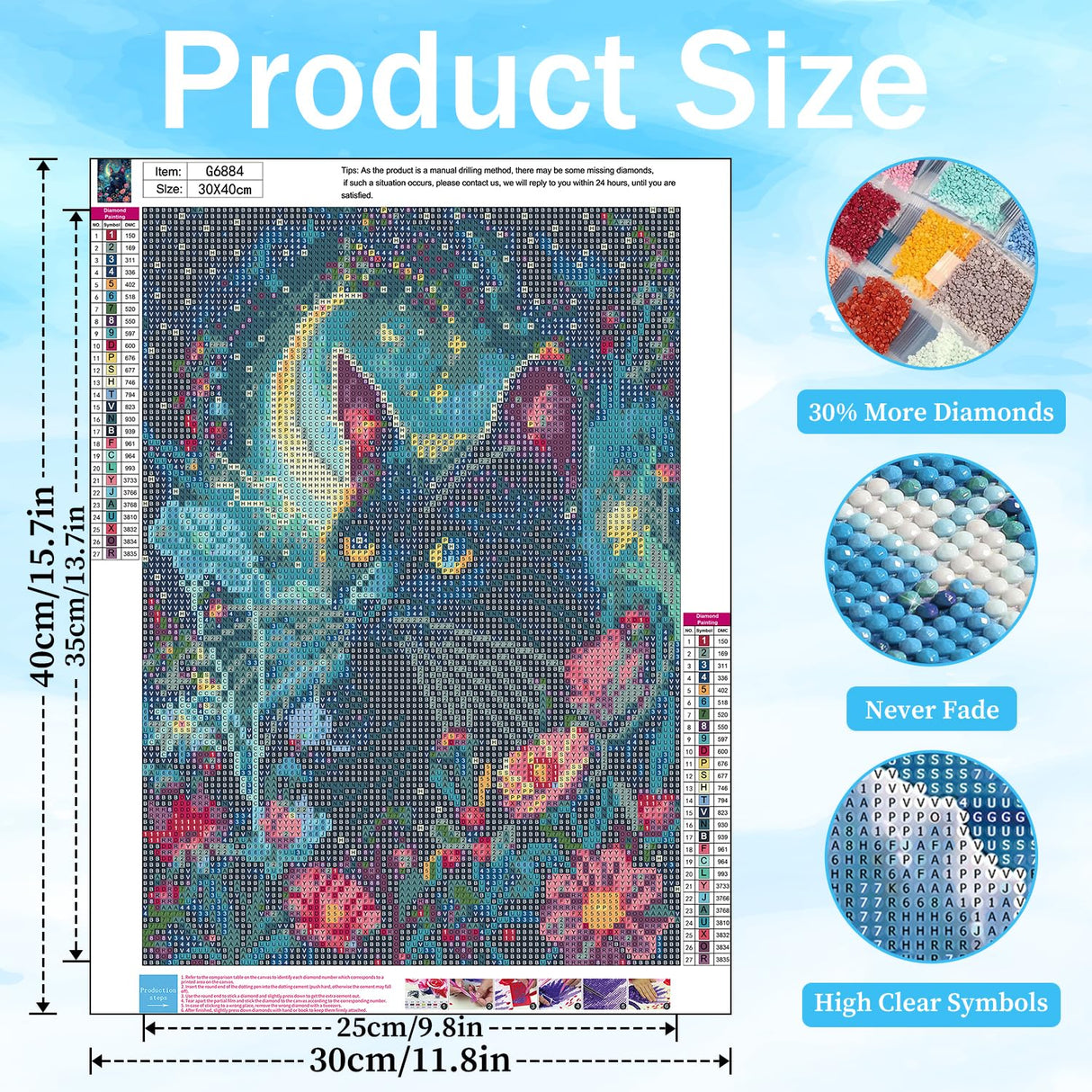 xcemhil Diamond Art Kit for Adults, Cat Diamond Painting, Animal Diamond Art for Gifts and Home Wall Decor, 12x16in xcemhil
