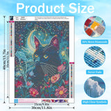 xcemhil Diamond Art Kit for Adults, Cat Diamond Painting, Animal Diamond Art for Gifts and Home Wall Decor, 12x16in xcemhil