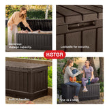 Keter Kentwood 92 Gallon Resin Deck Box-Organization and Storage for Patio Furniture Outdoor Cushions, Throw Pillows, Garden Tools and Pool Floats, Dark Grey Keter
