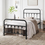 Yaheetech Classic Metal Platform Bed Frame Mattress Foundation with Victorian Style Iron-Art Headboard/Footboard/Under Bed Storage/No Box Spring Needed/Twin Size Black Yaheetech