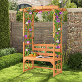 HAPPYGRILL Patio Garden Arbor with Bench, Wooden Garden Arch w/Pergola & 2 Trellises for Climbing Plants Vines Grapes, 48''W x 75''H 2-Person Outdoor Bench for Wedding Party Ceremony Backyard HAPPYGRILL