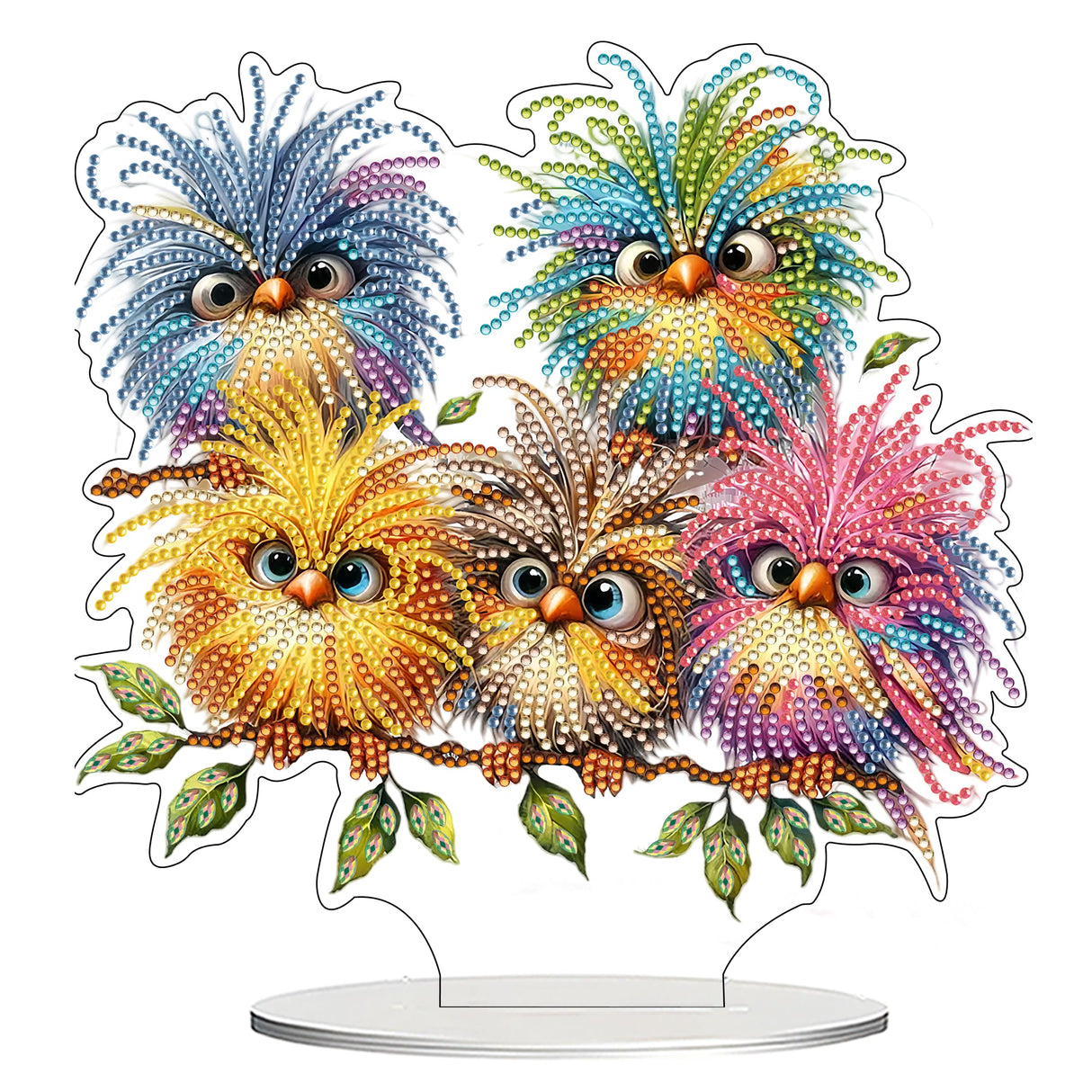 JJFox DIY Tabletop Diamond Art Painting Kit，Desktop Ornament Special Shaped Rhinestone Desk Placement Ornament，Home Stand Up Gem Painting Craft Kit，Gift，Double Sided (Bird) JJFox