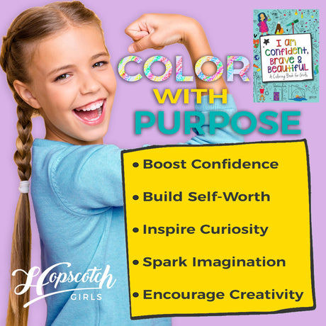 Hopscotch Girls I Am Confident Brave & Beautiful, Inspirational Coloring Books for Kids Ages 4-8 & Up - Kids Coloring Book for Girls 8-12, Empowering Girls Books to Boost Confidence. Kids Color Book Hopscotch Girls