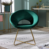 Roundhill Furniture Slatina Green Silky Velvet Upholstered Accent Chair with Gold Tone Finished Base Roundhill Furniture