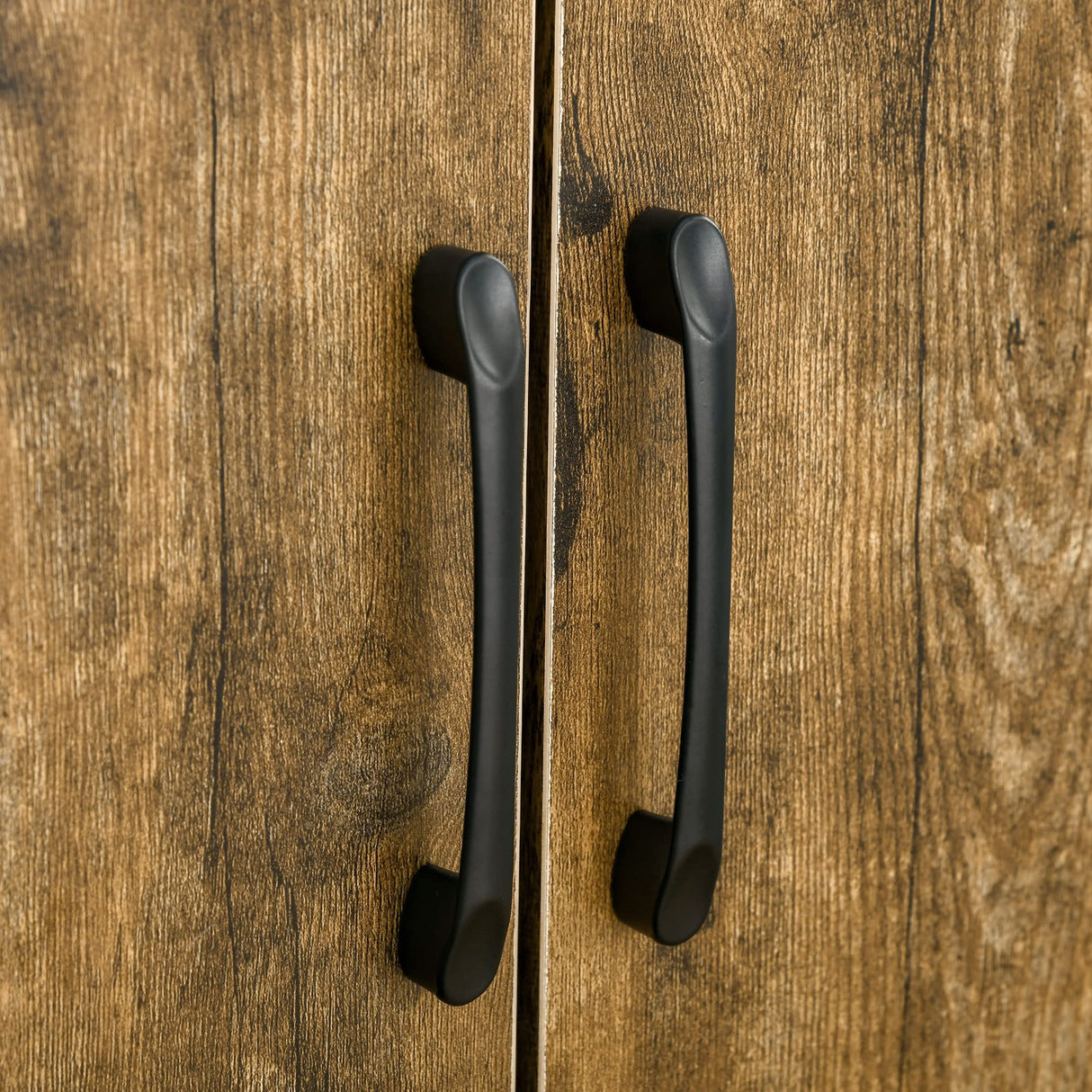 HOMCOM Industrial Kitchen Pantry Cabinet with 4 Doors and Storage Shelves, Freestanding Storage Cabinet, Rustic Wood HOMCOM