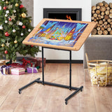 KROFEM Rolling Jigsaw Puzzle Table with Wheels, Adjustable Height, Pneumatic Tilt, Extra Large for 1500 Pieces, Portable Puzzle Cart, Black KROFEM