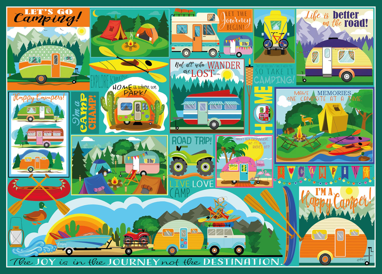 Ceaco - Tracy Flickinger - Camping Road Trip - 500 Larger Piece Jigsaw Puzzle