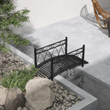 Outsunny 3.3' Metal Arch Zen Garden Bridge with Safety Siderails, Decorative Footbridge, Delicate Scrollwork & Corner Spheres for Stream, Fish Pond, Black Outsunny