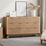 Royal Windsor 6 Drawer Dresser with Fluted Panel, Modern Chest of Drawers for Living Room, Wide Wooden Closet Dresser TV Stand with Ample Storage Space for Bedroom and Hallway, Natural Oak Royal Windsor