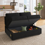 HONBAY Storage Loveseat for Modular Sleeper Sofa with Pull Out Bed, Double Seat with Storage for Couch Bed, Velvet Black HONBAY
