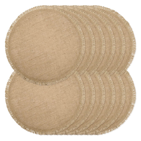 Round Burlap Placemats Set of 12 Jute Rustic Place Mats for Dining Tables Heat Resistant Natural Farmhouse Table Mats Decor for Thanksgiving (Tassel) Noctiflorous