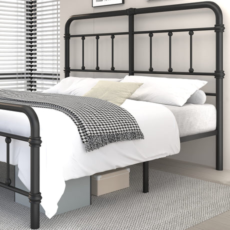 Macbimony King-Size-Bed-Frame and headboard Giselle-Vintage Antique-Metal - Iron Platform Mattress Foundation,49 inch High,No Box Spring Needed(Black) Macbimony