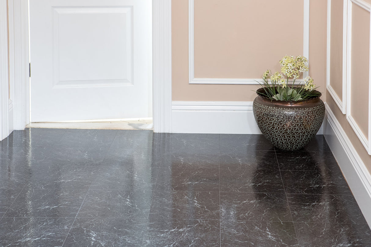 Achim Home Furnishings FTVMA40920 Nexus Vinyl Tile, Marble Black with White Vein, 20 count(pack of 1), 12 inch x 12 inch Achim Home Furnishings