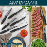 Home Hero Kitchen Knife Set with Sharpener - High Carbon Stainless Steel Knife Block Set with Ergonomic Handles (16 Pcs - Black) Home Hero