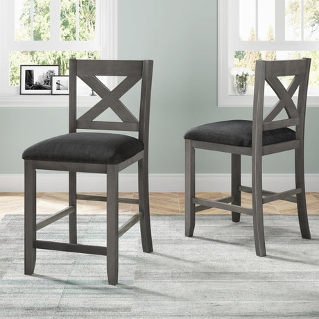 5 Pieces Counter Height Wooden Bar Table Set with 3-Tier Shelf and 4 Chairs, Rustic Farmhouse Dining Table Set for 4, Gray Harper & Bright Designs