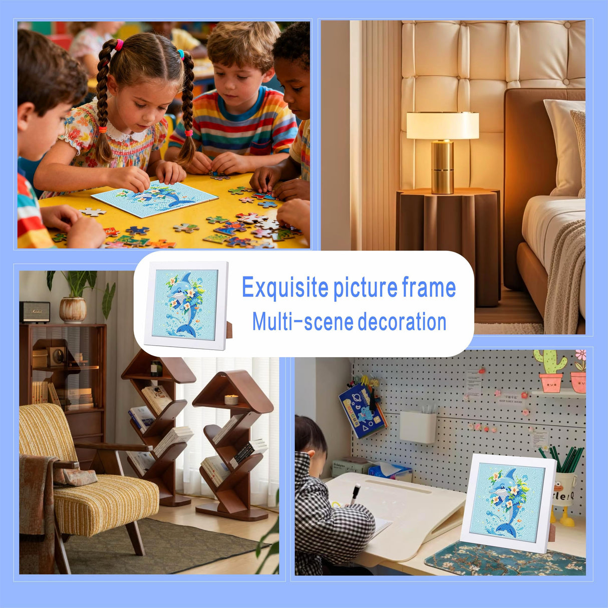 Cute 5d Adult Diamond Art Set with Photo Frame, Suitable for Both Adults and Children. Dolphin Diamond Art, Beautifully Packaged, can be Given as a Home Wall Decoration Gift (7x7 inches) Generic