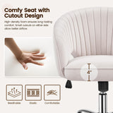 Yaheetech Cute Desk Chair Velvet Vanity Chair with Wheels Home Office Upholstered Modern Swivel Armchair with Tufted Barrel Back for Study, Vanity, Bedroom Cream Yaheetech