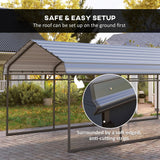 Outsunny 12' x 20' Heavy Duty Metal Carport, Waterproof Garage Car Canopy Shelter with Galvanized Metal Roof and Removable Sidewalls for Cars, Boats, Tractors, Dark Gray Outsunny