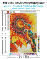 KINPLUB Hummingbird Diamond Painting Kits for Adults, 5D Bird Sunflower Diamond Art Kits for Beginners, DIY Full Round Drill Paint with Diamonds Dots Gem Art, Home Wall Decor 12 x 16 Inch KINPLUB