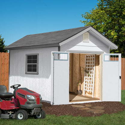 Handy Home Products Beachwood 8x12 Do-it-Yourself Wooden Storage Shed with Floor Tan - WoodArtSupply