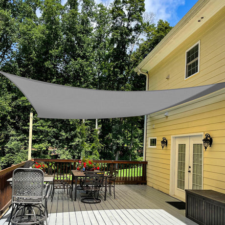TANG Sunshdes Depot 9' x 18' Sun Shade Sail Rectangle Canopy Shade Cover UV Block for Backyard Pergola Porch Deck Garden Patio Outdoor Activities (Light Grey) TANG