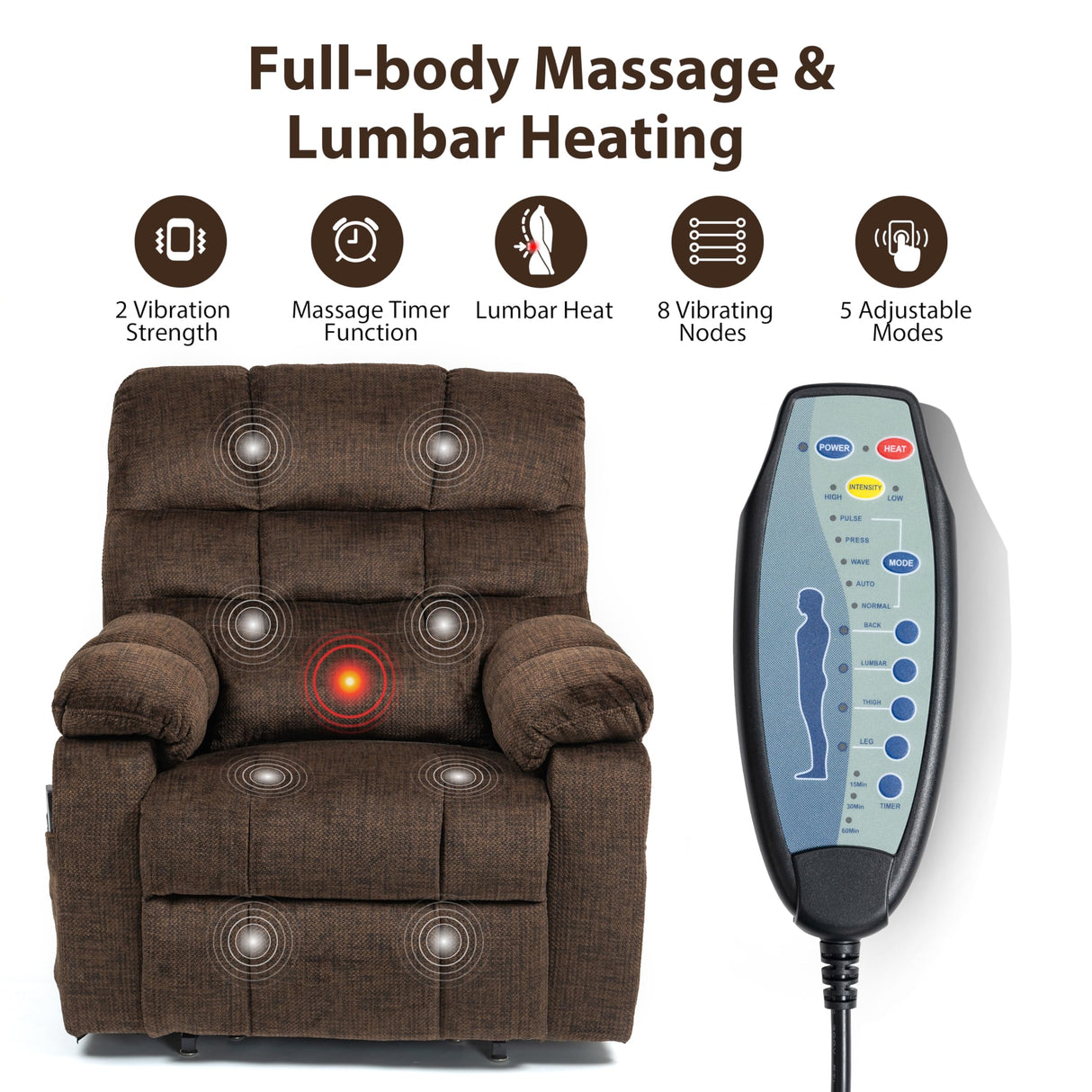 JIKFRIMA Oversized Zero Gravity Power Lift Recliner Chair for Elderly Adults Big Man Electric Lay Flat Recliner Triple Motor with Heat and Massage, Adjustable Seat Height, Arm Storage, Cup Holder JIKFRIMA