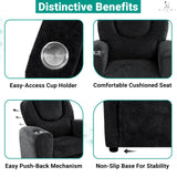 Naomi Home Suri Kids Recliner Chair with Cup Holder & Footrest, Black Chenille - Cozy Lounge for Toddlers & Children Naomi Home