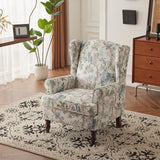 MELLCOM Floral Accent Chair, High Back Upholstered Armchair with Solid Legs, Leisure Single Sofa Chair for Living Room, Bedroom, Home Office, Light Blue Floral&Bird MELLCOM
