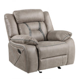 Steve Silver Co Tyson Manual Recliner, Transitiona,l Contemporary, Traditional, Grey Leatherette, Living Room, Home Theater Seating, Single Sofa, 39.4" D x 41" W x 41" H, Grey Steve Silver