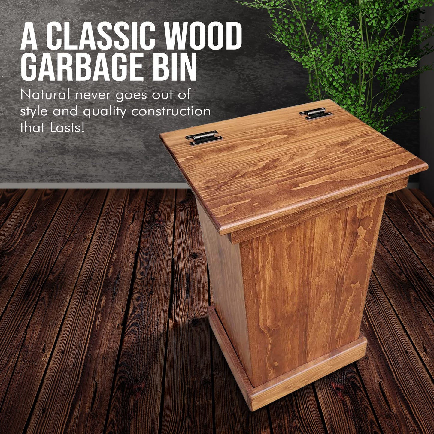 Peaceful Classics Wood Garbage Bin Cabinet - Wooden Trash Can w/Hidden Design, Stylish Kitchen Garbage Can, Amish Made Cabinet Hidden Trash Can, Handmade Waste Bin Cabinet Storage (Cherry) - WoodArtSupply