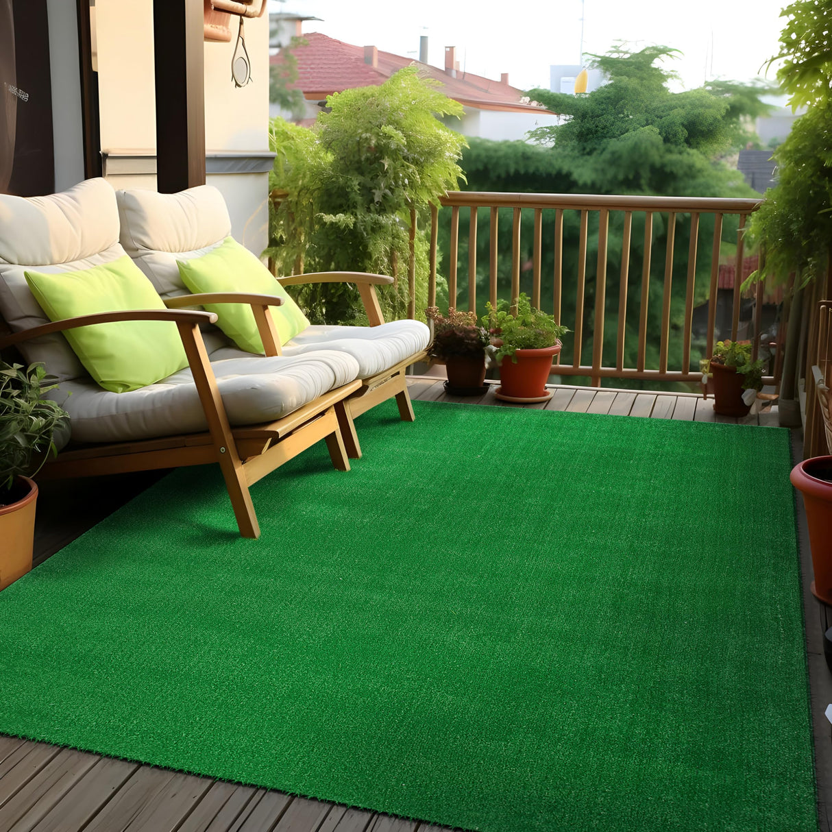 Rugshop Artificial Turf Solid Grass for Backyard, Garden, Patio, Balcony, Garage, Deck Indoor Outdoor Area Rug 5' x 7' Green Rugshop