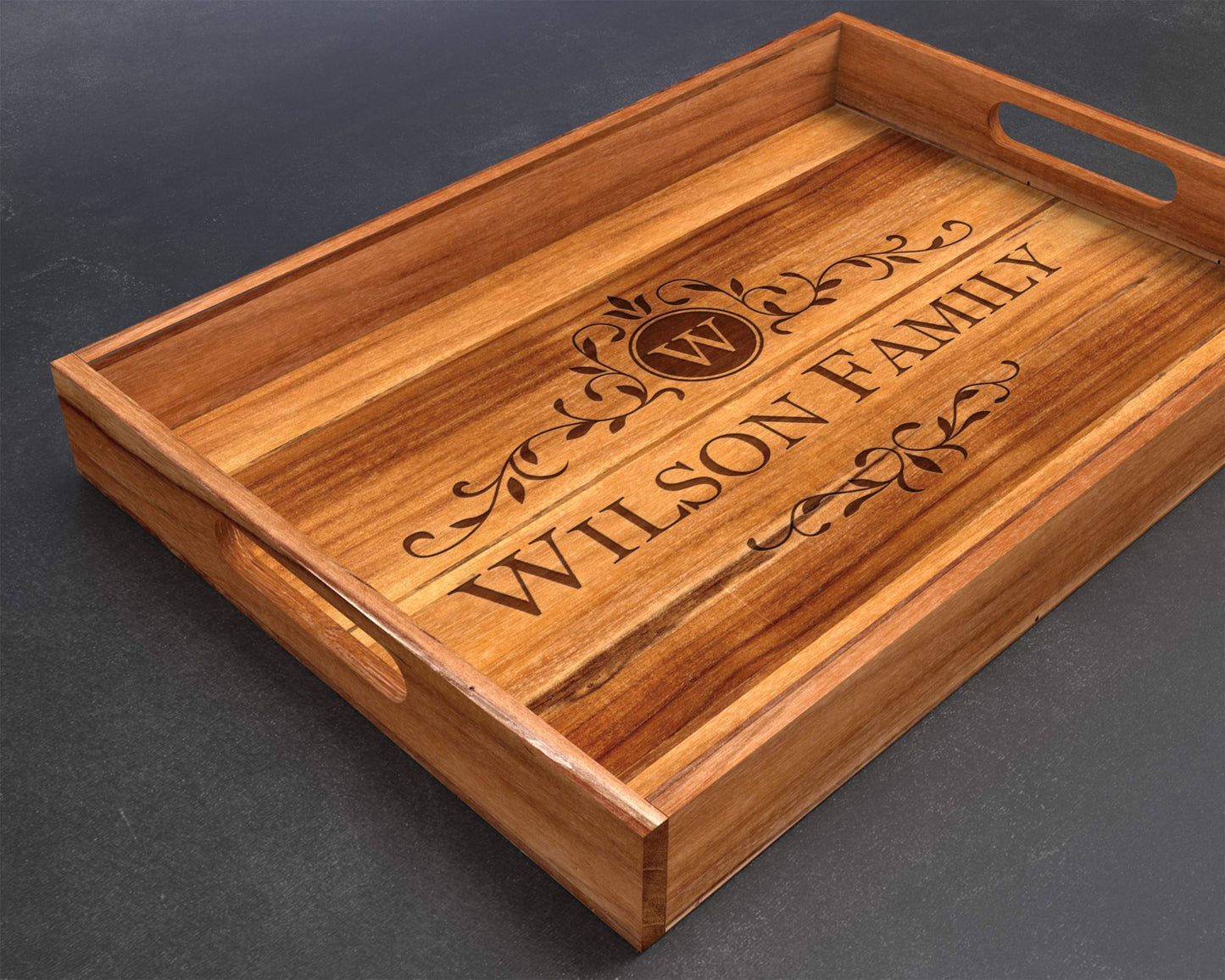 Serving Tray, Teak, Custom Serving Tray, Tray with Handles, Engraved, Tray, Breakfast in Bed, Breakfast Tray, Wood Tray, Coffee Table Tray, - WoodArtSupply