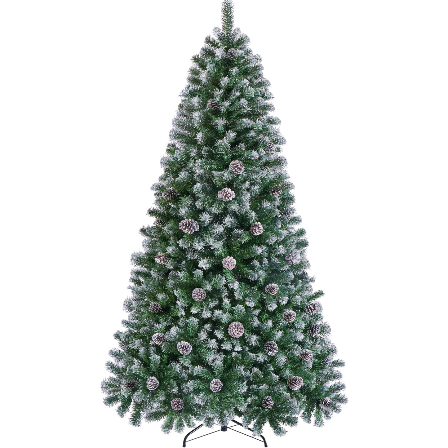 Yaheetech 6ft Artificial Christmas Tree, Snow Flocked Christmas Tree w/64 Pinecones, 920 Frosted Tips, Pre-Decorated Tree for Holiday Party Decoration