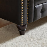 Harper & Bright Designs 2-Piece Tech Fabric Upholstered Living Room Sofa Set, Including 3-Seater Sofa and Loveseat with Button and Copper Nail on Arms, Four Pillows Included, Brown Harper & Bright Designs