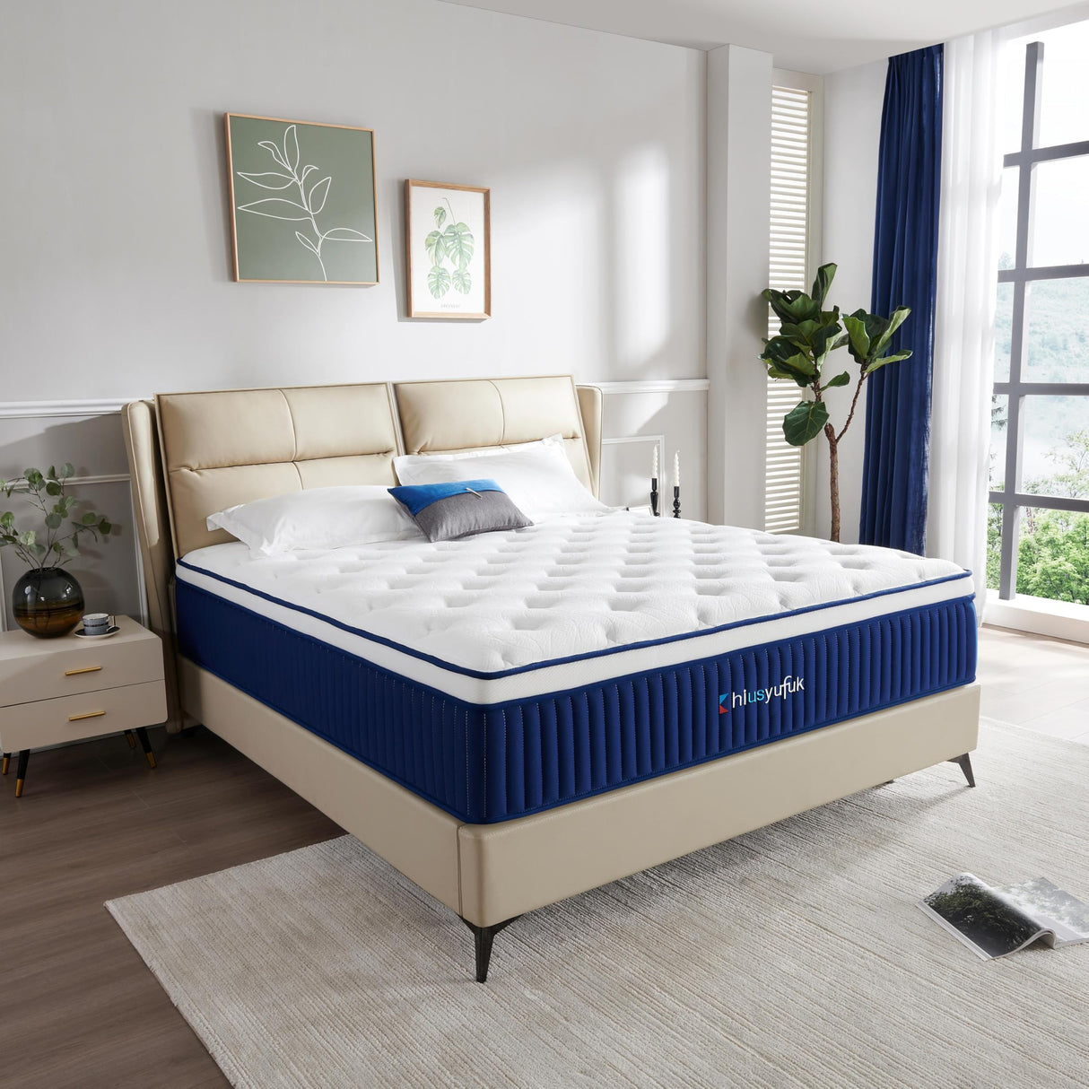 Chiusyufuk Queen Mattress,10 Inch Queen Size Mattress in a Box,Single Bed Mattress with Memory Foam and Pocket Spring,Ergonomic Design & Pressure Relief,Medium Firm Mattress,60"*80"*10" Chiusyufuk