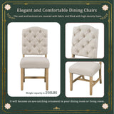 LUMISOL Round Dining Table Set for 4, Extendable Kitchen Table Set with 4 Upholstered Chairs, Farmhouse Dining Sets for Kitchen, Dining Room, Natural LUMISOL