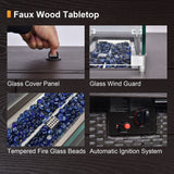 GREZJXC 8 Pieces Outdoor Sectional Patio Furniture Set with Fire Pit Table,PE Rattan Wicker Patio Sectional Conversation Set with Cushions and Glass Coffee Table Black GREZJXC