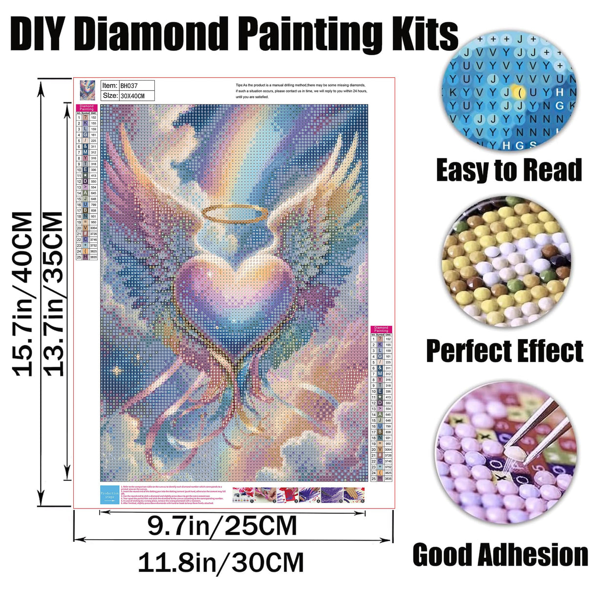 GMETINC Angle Love Heart Diamond Painting Kits for Adults, Flower DIY 5D Diamond Art Kits Full Drill Diamond Dots Paintings with Diamonds Gem Art and Crafts Home Decor 12x16inch GMETNIC