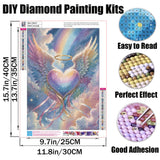 GMETINC Angle Love Heart Diamond Painting Kits for Adults, Flower DIY 5D Diamond Art Kits Full Drill Diamond Dots Paintings with Diamonds Gem Art and Crafts Home Decor 12x16inch GMETNIC