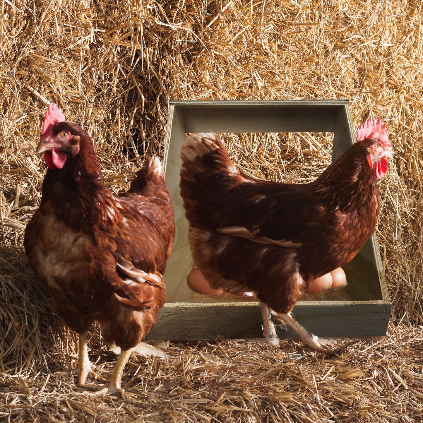 Farm Innovators Single Compartment Versatile Hand Crafted Fully Assembled Wood Nesting Box Coop Ideal for Chicken, Ducks, and Birds - WoodArtSupply